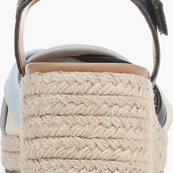 Vionic Saratoga Espadrille Wedge Sandals Wide Size 9 Blue Leather Comfort - Picture 8 of 11